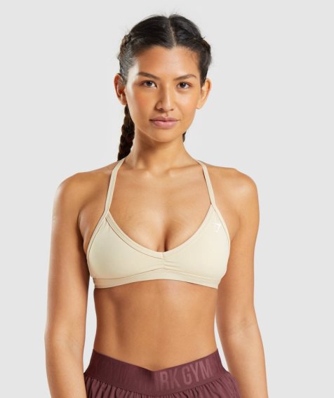 Women's Gymshark Minimal Sports Bra Beige | CA D7N803